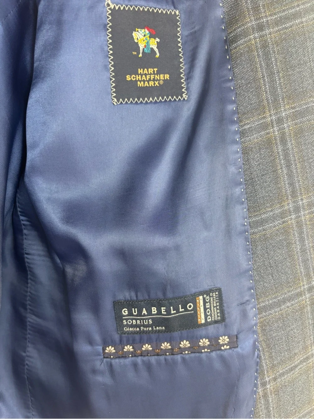 HART SCHAFFNER MARX Check Wool 2-Button Sport Coat Size 50S -- Missing Size Tag